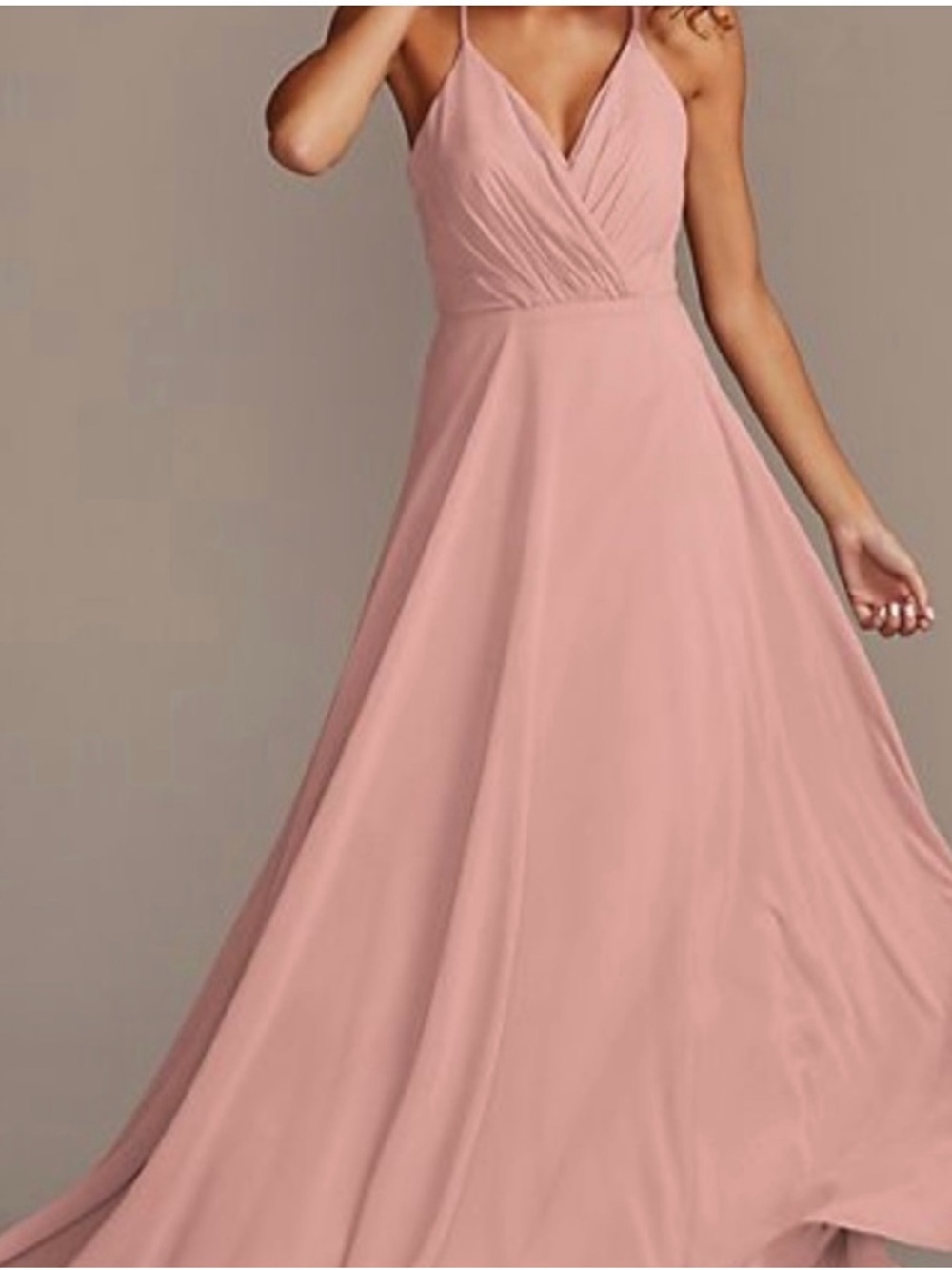 David's Bridal Dusty Rose Spaghetti Strap A-Line Maxi Dress